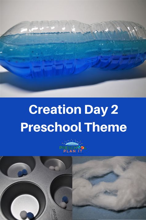 Day 2 Creation Activity, Bereishit Preschool, Bereshit Craft, Day 2 Of Creation Activities, Prek Creation Activities, God's Creation Activities For Preschool, Creation Lessons For Preschool, Creation Theme Preschool, Genesis 1 Craft For Kids