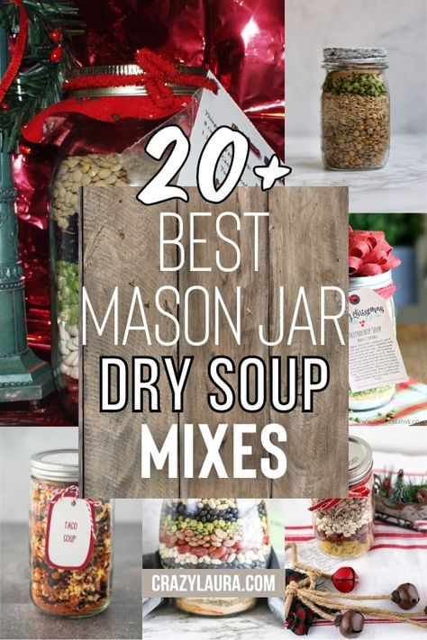 Make Ahead Mason Jar Meals, Chicken Noodle Soup In A Jar Recipe Dry Mixes, Soup In A Mason Jar Recipes, Mason Jar Dried Soup Recipes, Dried Soups In A Jar, Dried Soup In A Jar Great Gifts, Soup Mix Recipes Dry For Gifts, Christmas Gifts In Jars Ideas, Bean Soup In A Jar Recipe Dry Mixes