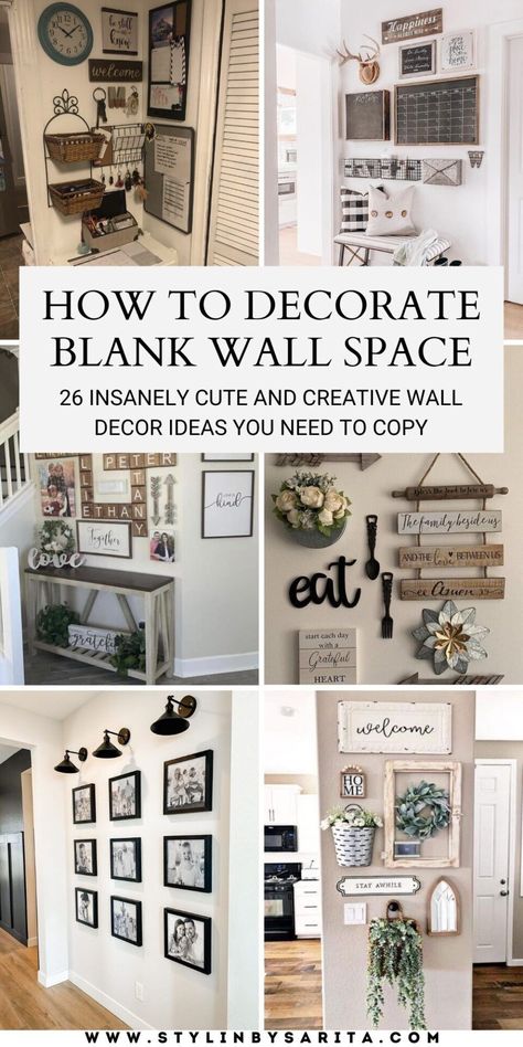 Farmhouse Decor Hallway Wall, Indoor Wall Decor Ideas, Living Room Wall Decor Modern Farmhouse, Alternatives To Gallery Wall, Wall Vignettes Decorating Ideas, Kitchen Hallway Wall Decor, Wall Art Ideas Kitchen, Gallery Wall Styling, Decorating Small Wall Space