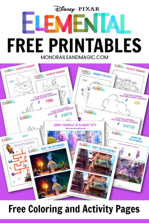 Elemental Movie Coloring Pages, Elemental Movie Activities, Disney Activity Pages, Elemental Party Decorations, Elemental Movie Crafts, Elemental Movie Birthday Party, Elemental Movie Night, Disney Elemental Birthday Party, Elemental Party Ideas