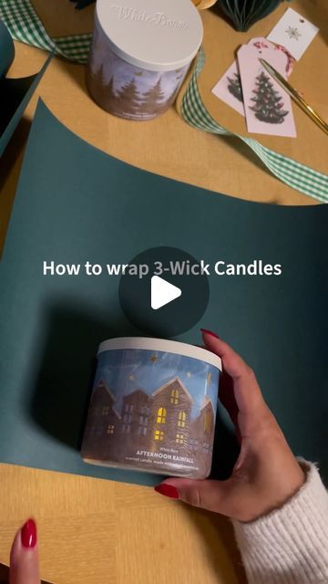 Wrap A Candle For Christmas, How To Wrap A Lotion Bottle, How To Wrap A Round Candle, How To Wrap Candles For Christmas, Wrapping Candles For Christmas Gifts, How To Wrap A Candle For Christmas Gift, Gift Wrap Candle, How To Gift Wrap A Candle, Diy Candle Gift Ideas