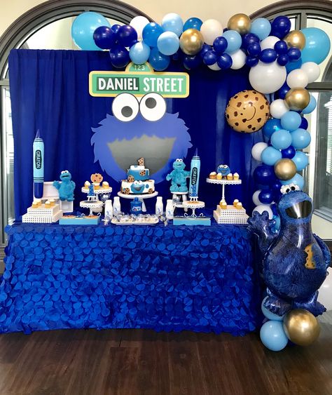 Cookie Monster Birthday Decoration Cookie Monster Birthday Backdrop, Cookie Monster 1st Birthday Backdrop, Cookie Monster 1st Birthday Decorations Diy, Cookie Monster Bday Party, Cookie Monster Balloon Decorations, 1st Birthday Cookie Monster, First Birthday Cookie Monster, Baby Shower Cookie Monster Theme, Cookie Monster Half Birthday