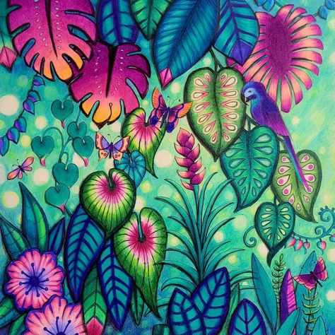 Johanna Basford Magical Jungle Butterfly, Johanna Basford Magical Jungle Leaves, Magical Jungle Coloring Book Finished, Johanna Basford Magical Jungle, Magical Jungle Johanna Basford, Wild Savannah, Joanna Basford Coloring, Magical Jungle, Joanna Basford