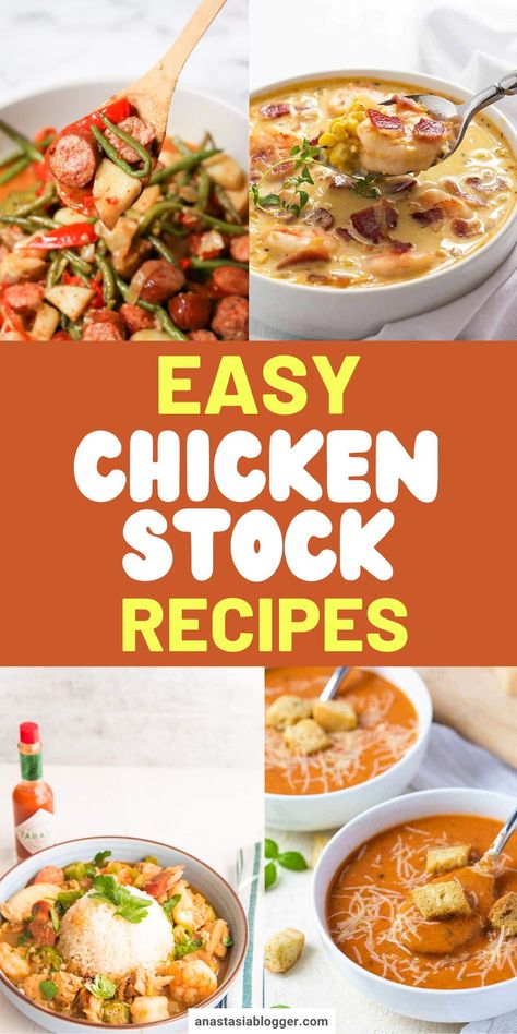 What else can you make from chicken stock aside from soups and stews? Here are 15 easy and delicious recipes you can follow using chicken stock! #chickenstock #dinnerrecipes Chicken Stock Recipes Dishes, What To Make With Homemade Chicken Stock, Recipe With Chicken Stock, Meals With Chicken Stock, Soup With Chicken Stock Base, Chicken Broth Uses Meals, Recipes For Chicken Broth, Ways To Use Chicken Broth, What To Make With Chicken Stock