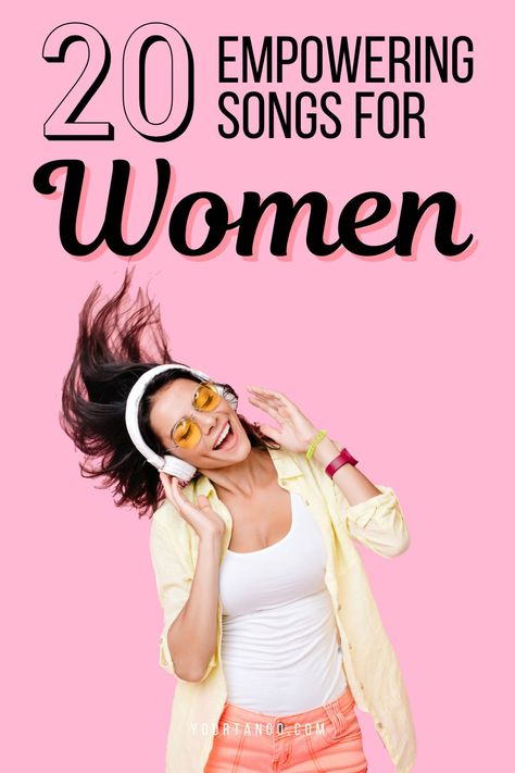 20 Empowering Songs For Women To Help You Harness Your Inner Strength | YourTango #Music #songs #women Songs For Women Empowering, Songs For Strong Women, Positive Music Playlist, Inspirational Songs Motivation, Workout Music Playlist Motivation, Powerful Women Songs, Motivational Music Playlists, Women Empowerment Songs, Exercise Music Workout Songs