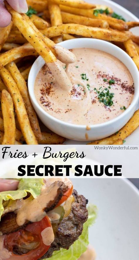 Make the best Secret Fry Sauce Recipe right at home. This secret sauce doubles as a burger sauce too. Feed your fast food craving right at home. #frysauce #specialsauce #copycatrecipes #fastfoodrecipes #burgersauce Smoky Mayo Recipe, Burger Sauces, Fry Sauce Recipe, Secret Sauce Recipe, Sauce Burger, Burger Sauces Recipe, Macros Diet, Homemade Sauce Recipes, Condiment Recipes