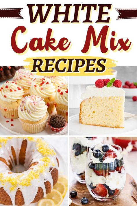 Thanks to these white cake mix recipes, making a show-stopping dessert has never been easier. And I guarantee nobody will know you took a shortcut. White Cake Mix Recipes, Cake Mix Better, Cake Mix Pancakes, Cake Mix Recipe, Boxed Cake Mixes Recipes, Cake Mix Desserts, Inside Cake, Cake Liner, Fruity Cake