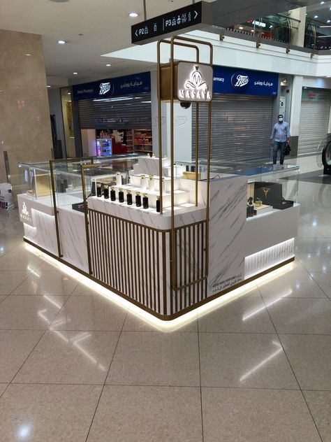 Masaya Perfume Kiosk @ Mall Of Emirates sur Behance Creative Kiosk Design, Jewelry Kiosk Design Ideas, Perfume Kiosk Design Ideas, Perfume Booth, Kiosk Design Ideas, Perfume Kiosk, Mall Kiosk Design, Kiosk Store, Mall Of Emirates