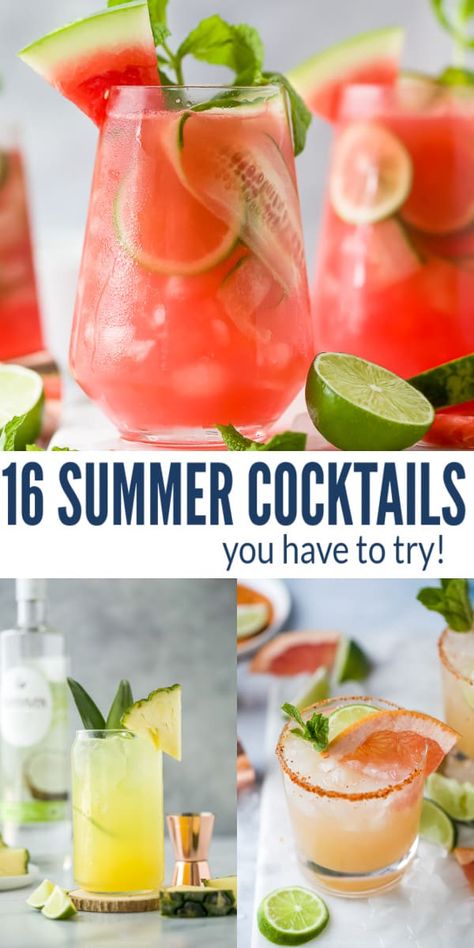 These refreshing Summer Cocktails are here to help you relax and recharge when the weather gets hot. Whether you're by the pool or enjoying a laid-back happy hour, these boozy beverages are bound to hit the spot! #summercocktails #cocktailrecipes #summerdrinks #cocktails #cocktailideas Pool Cocktails, Easy Mixed Drinks, Pool Drinks, Best Summer Cocktails, Watermelon Cocktail, Grapefruit Cocktail, Summer Drinks Alcohol, Batch Cocktails, Beach Cocktails