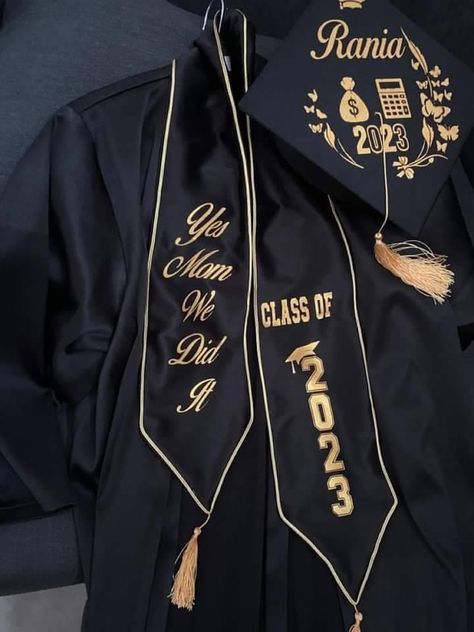 Graduation Robe Design, Grad Sash, Graduation Robes, Funny Charts, Graduation Sash, Graduation Party Planning, Graduation Photography Poses, Graduation Design, Graduation Gown