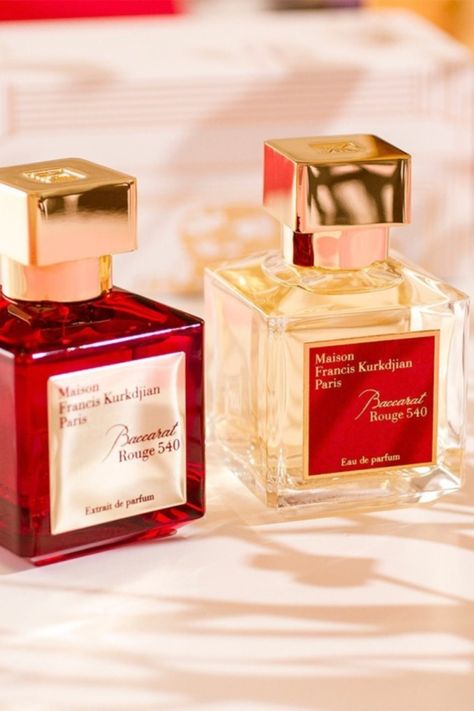 Recognized as one of the world’s most celebrated perfumers, Francis Kurkdjian took the world by storm with his Baccarat Rouge 540 scent. Coveted and adored by the masses, this unisex scent has notes of jasmine, saffron, cedarwood, and ambergris. Baccarat Rouge 540 is a graphic and highly condensed scent perfect for elevating your perfume wardrobe. Maison Francis Kurkdjian Baccarat, Koleksi Parfum, Baccarat Rouge 540, Fragrances Perfume Woman, Perfume Collection Fragrance, Perfume Scents, Perfume Lover, Cologne Spray, Body Care Routine