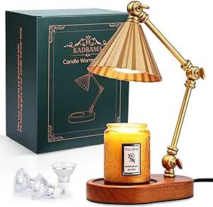 Kadrama Candle Warmer Lamp, Candle Warmer with Timer Dimmer Electric Candle Lamp with 3 Bulbs Gifts for Mom Her Height Adjustable Wax Melt Warmer for Scented Candle Jars Bedroom Home Decor, Gold Battery Operated Table Lamps, Lamp Candle, Candle Lamps, Candle Warmer Lamp, Electric Candle, Wax Melt Warmer, Electric Candles, Decorative Table Lamps, Gold Candles