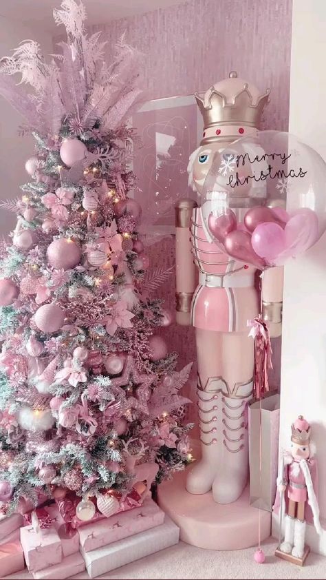 Pink And Gold Xmas Decorations, Sweeties Creations And Decor, Pink Glam Party Ideas, Pink And Gray Christmas Decor, Build A Xmas Tree, Teal And Pink Christmas Decor, White Trees Christmas Decorating Ideas, Winter Glam Decor, Princess Tree Christmas