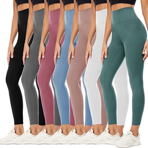 YOLIX 7 Pack High Waisted Leggings for Women, Black Soft Workout Athletic Yoga Leggings at Amazon Women’s Clothing store Pack For A Week, Winter Outfits Casual, Soft Workout, Affordable Leggings, Coloured Leggings, Flare Yoga Pants, Ankle Length Leggings, Leggings For Women, Athletic Leggings