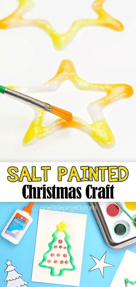 Salt Christmas Tree, Winter Salt Painting, Salt Glue Painting, Salt Painting For Kids Christmas, Baby Jesus Art For Kids, Christmas Salt Painting For Kids, Kids Holiday Cards Diy, Salt Painting Christmas, Christmas Diy Preschool