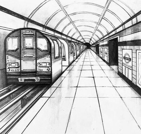 Creative Perspective Drawing, Cityscape Perspective Drawing, City Drawing Sketches Perspective, Point Of Perspective Art, Perspective Pencil Drawing, Ally Way Drawing, One Point Perspective Drawing Ideas, 2 Perspective Building, Perspective Sketch Architecture