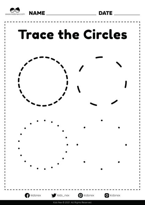 Trace the circles worksheet for kindergarten and preschool kids Shapes Preschool Printables, Drawing Circles, Shape Worksheets For Preschool, Worksheet For Kindergarten, Shapes Worksheet Kindergarten, Worksheets For Preschoolers, Shape Tracing Worksheets, Preschool Fine Motor Activities, Teaching Shapes