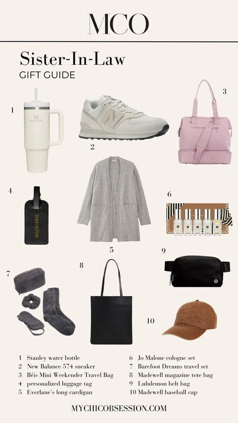 From a Stanley water bottle to a Jo Malone cologne set, here are the best Christmas gifts for your sister-in-law always on the go #giftguide #giftideas Christmas Gifts For Sister In Law, Gifts For Sister In Law, Jo Malone Cologne, Women Party Ideas, Christmas Gift For Sister, In Law Christmas Gifts, Stanley Water Bottle, Sister In Law Birthday, Law Christmas