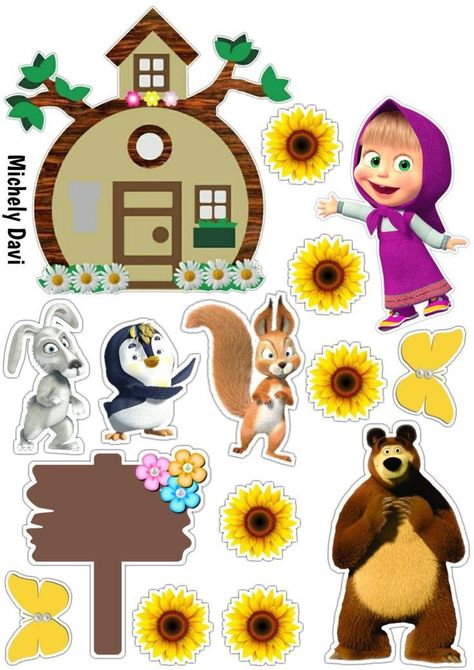 Fotos De Gabriela Lemus Em Decoración 84F Masha And Bear Cake Topper Printable, Topper Marsha And The Bear, Masha And The Bear Cake Topper Printable, Masha And The Bear Cake, Graduation Cake Designs, Marsha And The Bear, Photo Cake Topper, Kids Art Galleries, Hello Kitty Printables