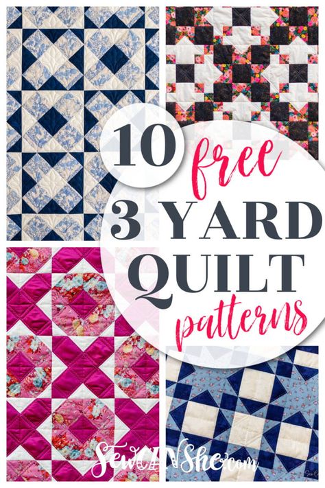 Easy Quilt Patterns Free, 3 Yard Quilts, Free Quilt Patterns Printables, Free Sewing Patterns For Beginners, Sewing Patterns For Beginners, Quilting Methods, Tiled Quilt, Lap Quilt Patterns, Quilting Designs Patterns