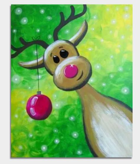 Kids Christmas Painting, Xmas Paintings, Santa Paintings, Christmas Window Painting, Christmas Rocks, Diy Christmas Paintings, Christmas Canvas Art, Christmas Paintings On Canvas, Paint Nite