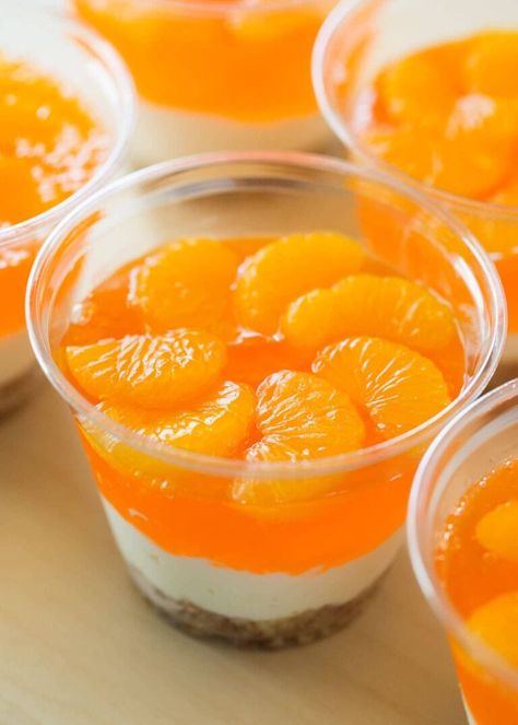 Orange Dessert Shooters, Orange Finger Food, Cutie Themed Desserts, Orange Colored Appetizers, Little Cutie Baby Shower Food Ideas, Mandarin Orange Dessert Recipes, Orange Desserts Easy, Mandarin Recipes, Pretzel Parfait