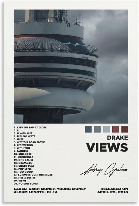 ARSHUN Drake - Views Music Album Poster HD Canvas Prints Wall Art Room Aesthetics Decor 12x18inch(30x45cm) Views Album Cover, Drake Album Cover, Drake Album, Music Album Poster, Drakes Album, Teens Bedroom, Music Poster Ideas, Cool Album Covers, Room Aesthetics