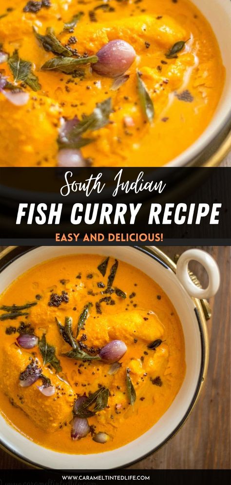 South Indian Fish Curry Recipe, Butter Fish Recipe Indian, Authentic Indian Curry Recipes, Coconut Fish Curry Indian, Fish Indian Recipes, Fish Coconut Curry, Easy South Indian Recipes, South Indian Curry Recipes, Fish Curry Recipe Coconut