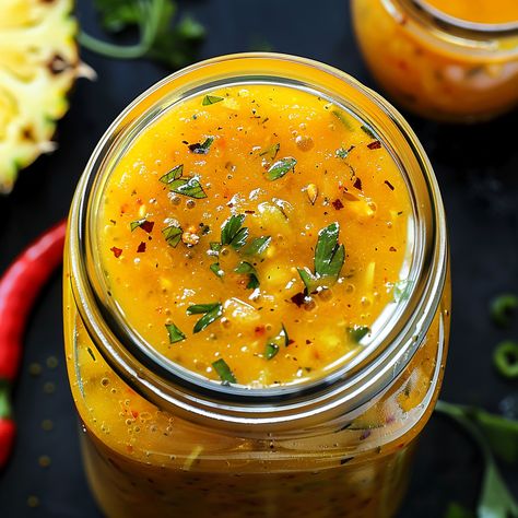 Pineapple Habanero Hot Sauce Habanero Sauce Recipe, Pineapple Habanero Sauce, Habanero Recipes, Hot Pepper Recipes, Chili Oil Recipe, Habanero Salsa, Roasted Pineapple, Habanero Sauce, Habanero Hot Sauce