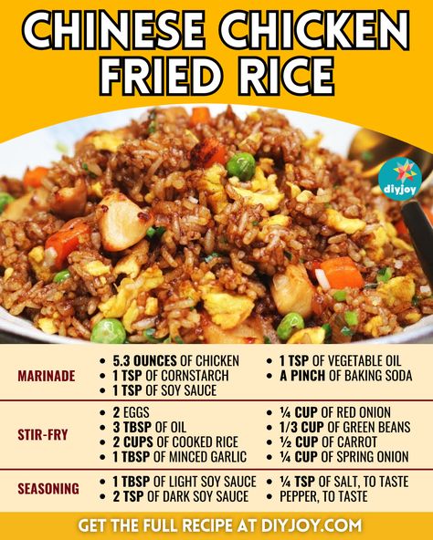 Rice Recipe Ideas, Loaded Fried, Easy Chinese Chicken, Chinese Fried Rice Recipe, Best Fried Rice Recipe, Rice And Meat, Rice Dishes Recipes, Chinese Fried Rice, Easy Fried Rice