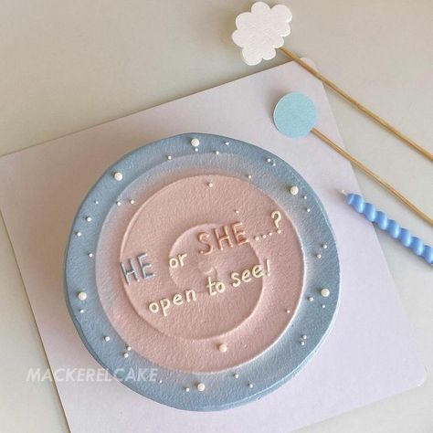 Birthday Gender Reveal Cake, Cute Simple Gender Reveal Cake, Gender Reveal Lunchbox Cake, Small Gender Reveal Cake Simple, Gender Reveal Bento Cake Ideas, Desserts Gender Reveal, Mini Cake Gender Reveal, Gender Reveal Birthday Cake, Baby Gender Cake Ideas