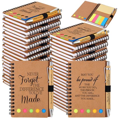 PRICES MAY VARY. What You Get: 40 pcs encouragement spiral notebooks with sticky notes and 40 pcs motivational ballpoint pens in 2 designs, enough quantity to satisfy your daily use, and you can share them with others Suitable Size: each employee appreciation notebook is 4.09 x 5.31 inches/ 10.4 x 13.5 cm, and each inspirational bamboo ballpoint pen is 5.35 x 0.43 inches/ 13.6 x 1.1 cm, suitable size makes it easy for you to carry them around Good Quality: these inspirational gift journals are m Substitute Appreciation Gifts, Teacher Appreciation Gifts Bulk, Gifts For Teachers From Principal, Inexpensive Appreciation Gifts, Cute Appreciation Gifts, Substitute Appreciation, Thank You Gifts For Friends, Student Birthday Gifts, Work Aesthetic