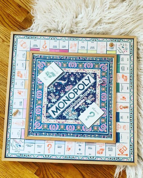 Anthropologie Monopoly, Fancy Monopoly, Diy Monopoly Board, Custom Monopoly Board, Monopoly Diy, Custom Monopoly, Homemade Board Games, Custom Board Games, Board Games Diy