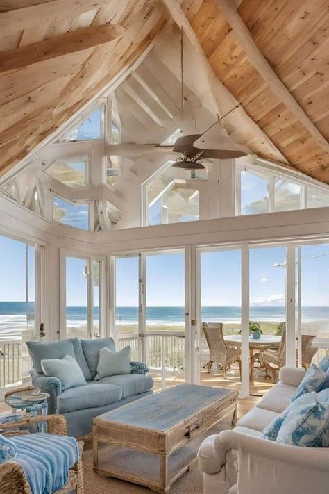 House Near The Beach, Beachy Apartment, Codes Wallpaper, Cozy Beach House, Bloxburg Interior, Minimal Room, Hamptons Aesthetic, Beach House Aesthetic, Summer Beach House