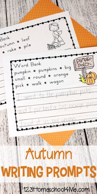 FREE Fall Writing Prompts - super cute free printable writing prompts for autumn with word bank and tracing lines for kindergarten, first grade, and 2nd grade students Autumn Writing, Fall Writing Prompts, Printable Writing Prompts, Fall Writing Activities, 123 Homeschool 4 Me, Free Writing Prompts, Fall Science, Fall Worksheets, Phonics Cvc