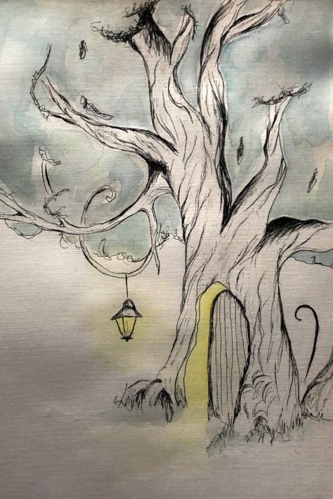 Watercolor Art Black, Fairy House Drawing, Fantasy Treehouse, Disney Princess Sketches, Tree House Drawing, Fairy Sketch, Princess Sketches, Light Watercolor, Tree Outline