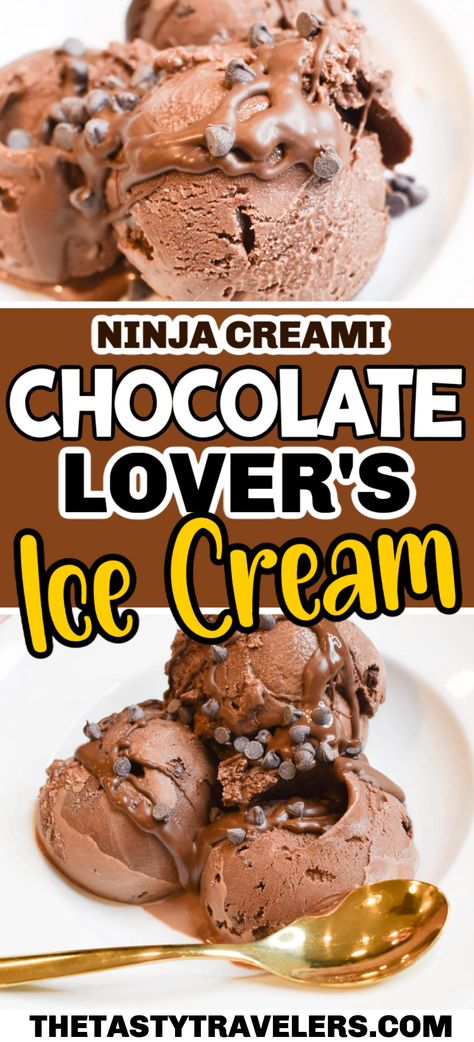 Check out my recipe for making Ninja Creami Chocolate Lovers Ice Cream! Nutella Ice Cream Ninja, Ninja Chocolate Ice Cream, Creami Ice Cream Ninja, Best Vanilla Ice Cream Ninja Creami, The Tasty Travelers Ninja Creami, Ninja Creami Recipes Chocolate, Ninja Creami Nutella Ice Cream, Ninja Creamery Recipes, Chocolate Ice Cream Ninja Creami