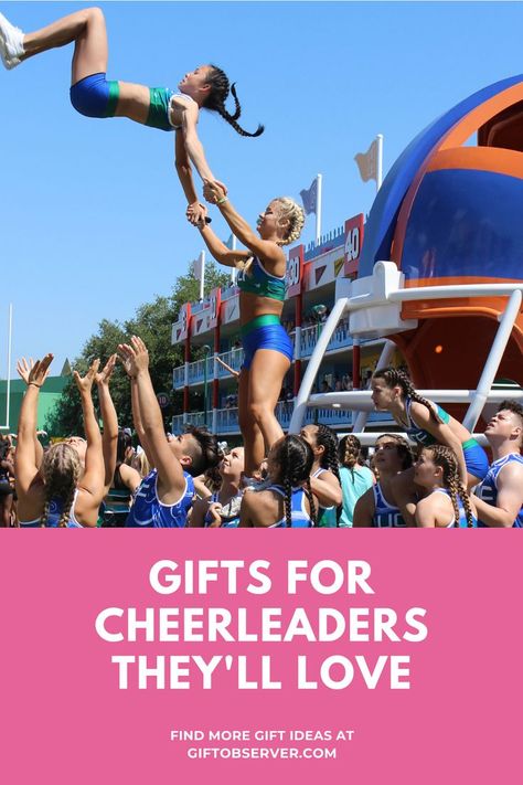 No matter if you’re a cheer mom looking to support your favorite cheerleader, or you’re a cheerleader looking to buy gifts for your squad, we’ve picked the best cheerleading gifts for you. Having spoken to various cheerleaders and self-confessed cheer moms, we’ve found all the best gifts any cheerleader would love to receive. From tumble mats and stretching kits, to charm bracelets and other accessories, here are the best gifts for cheerleaders to surprise any friend or family member. Gifts For Cheerleaders End Of Year, Cheerleader Gifts End Of Year, Cheer Worlds Gifts, Cheerleading Competition Gifts, Cheer Gift Ideas For Team, Homecoming Gifts For Cheerleaders, Cheer Team Mom Ideas, Cheer Goodie Bags, Senior Night Gift Ideas Cheerleading