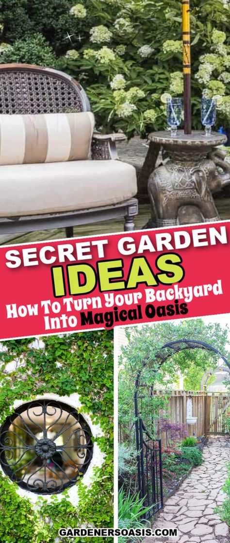 Secret Garden Ideas: How To Create A Magical Backyard Hidden Garden Secret Garden Ideas, Magical Backyard, Garden Patios, Charleston Gardens, Relaxing Backyard, Backyard Shade, Backyard Plan, Hidden Garden, Covered Garden