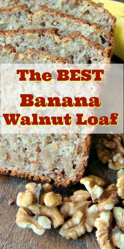 The BEST Banana Walnut Loaf Pound Cake is a super moist, made from scratch recipe with mashed bananas and nuts. Great for breakfast, brunch or dessert. An excellent, easy banana cake Walnut Pound Cake, Loaf Pound Cake, Easy Banana Cake, Banana Walnut Cake, Walnut Bread Recipe, Walnut Loaf, Nut Bread Recipe, Banana Walnut Bread, Walnut Recipes