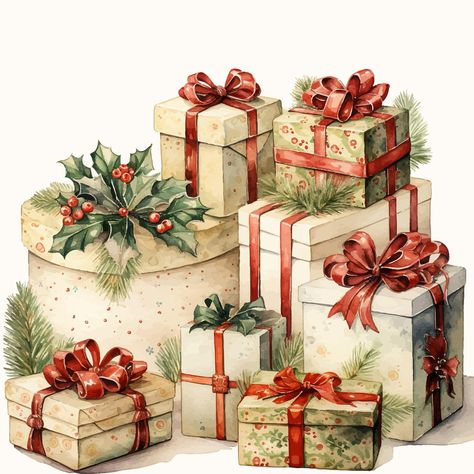 Pictures Of Christmas Presents, Stack Of Christmas Presents, Christmas Gifts Illustration, Holiday Gift Box Ideas, Christmas Textures, Ios18 Emoji, Christmas Gift Drawing, Gifts Illustration, Christmas Carol Book