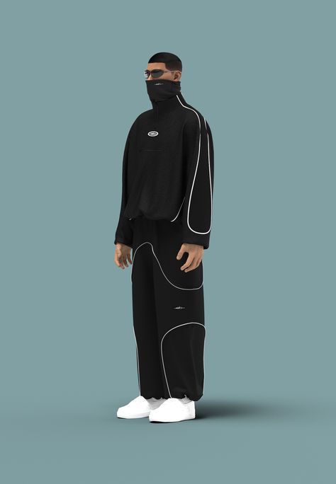 Fleece Future Look for @ELOemComum Future Style Fashion, Street Wear Design Graphic, Black Sweats Outfit, Mens Sportswear Fashion, Hoodie Design Inspiration, Tracksuit Design, Lounge Wear Ideas, Nylon Tracksuit, Sports Fashion Design