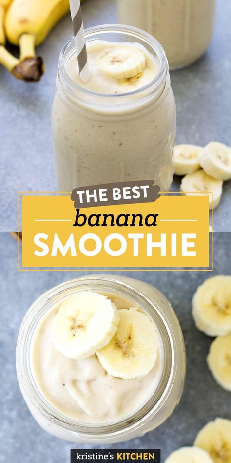 Banana Smoothie With Yogurt, Healthy Banana Smoothie, Banana Milk Shake, Banana Split Smoothie, Banana Smoothie Recipe Healthy, Smoothie With Yogurt, Banana Yogurt Smoothie, Smoothie Combinations, Banana Smoothies