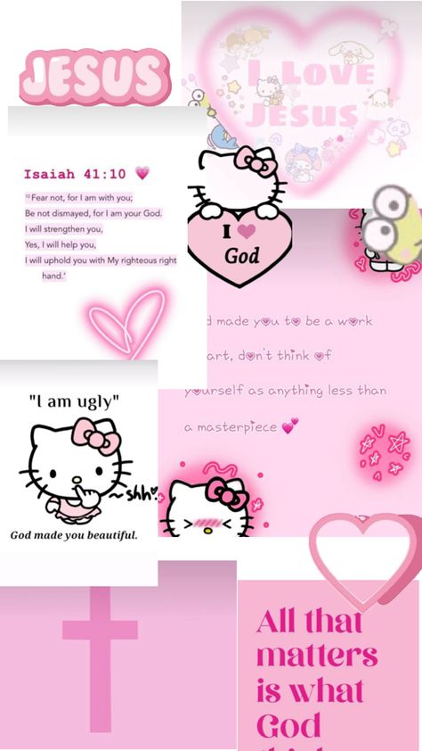 This is hello kitty themed for poeple who believe Jesus Christ.💗 Happy Bible Quotes, Hello Kitty Wallpapers, Pink Hello Kitty Wallpaper Iphone, Christian Iphone Wallpaper, Pretty Wallpaper Ipad, Hello Kitty Wallpaper Hd, Pink Wallpaper Hello Kitty, Images Hello Kitty, Cute Bibles