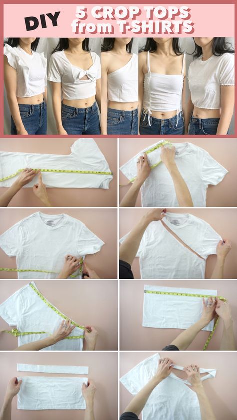 Looking for new way to transform your old t-shirt into new clothes? In this tutorial, I’ll help you modify basic t-shirts into crop top styles that you can re-wear over and over again. Easy Upcycle Projects, Cut A Shirt, Easy Upcycle, Upcycle Projects, Crop Top, T Shirts, T Shirt, Clothes