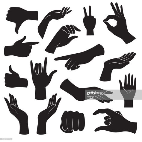 Vector Art : Hand gesture icon collection. Vector art. Hand Silhouette Art, Hand Illustration Vector, Simple Hand Illustration, Hand Illustration Drawing, Hands Illustration Art, Hand Icon Logo, Hand Illustration Design, Hands Graphic Design, Hands Vector