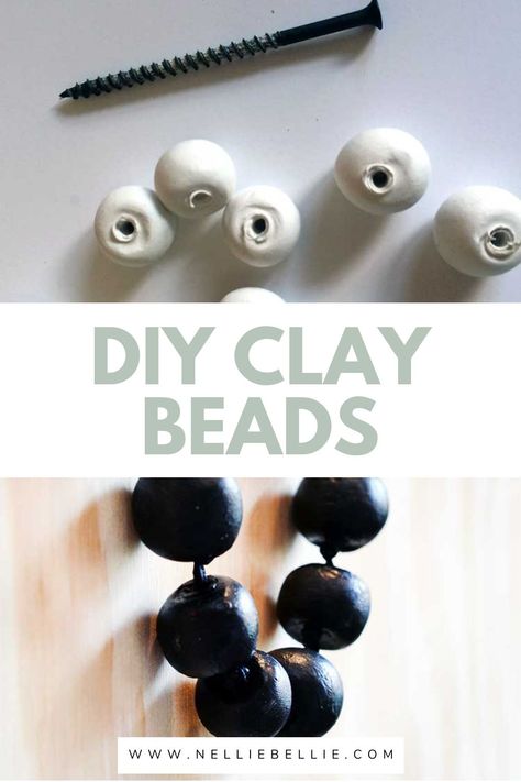 Homemade Beads How To Make, Homemade Clay Beads, Making Clay Beads Diy, Clay Bead Making, How To Make Beads At Home, Homemade Clay Jewelry, Diy Clay Beads How To Make, How To Make Clay Beads Diy, Air Dry Clay Beads Diy