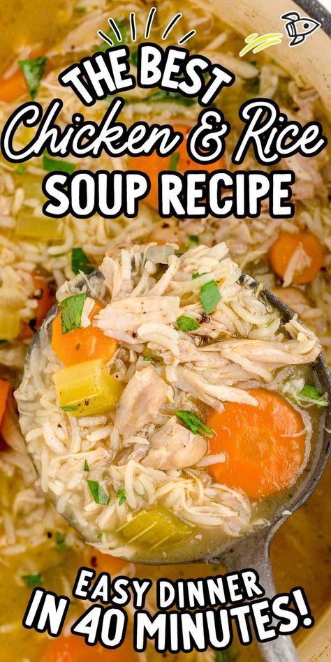 Chicken and Rice Soup Best Chicken And Rice Soup, The Best Chicken And Rice, Homemade Chicken And Rice Soup, Homemade Chicken And Rice, Salad Combinations, Chicken Soup Recipes Homemade, Chicken Vegetable Soup Recipes, Easy Chicken And Rice, Rice Soup Recipes