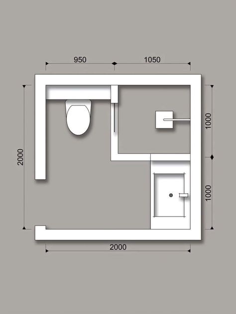 2m Bathroom, Easy Bathroom Decor, تصميم دورة مياه, Small Bathroom Floor Plans, Small Bathroom Plans, Toilet Plan, Bathroom Layout Ideas, Bathroom Layout Plans, Toilet And Bathroom Design