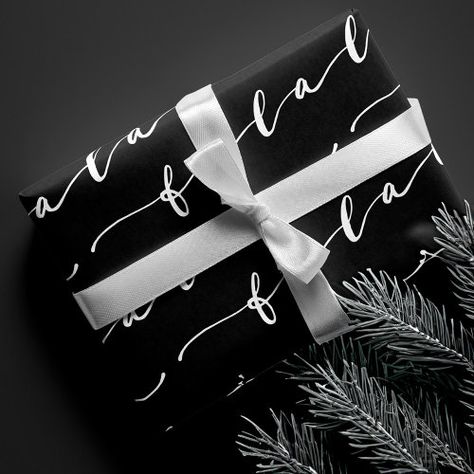 $15.20 | FA LA LA Black & White Calligraphy Christmas Carol #fa la la, black and white, minimalistic, fa lalala, modern calligraphy, christmas carol, christmas music, christmas song, modern script calligraphy, stylish La Black And White, Calligraphy Christmas, Black And White Christmas, Black Wrapping Paper, Black White Christmas, Christmas Calligraphy, Holiday Wrapping, Grey Christmas, Wrapping Paper Design